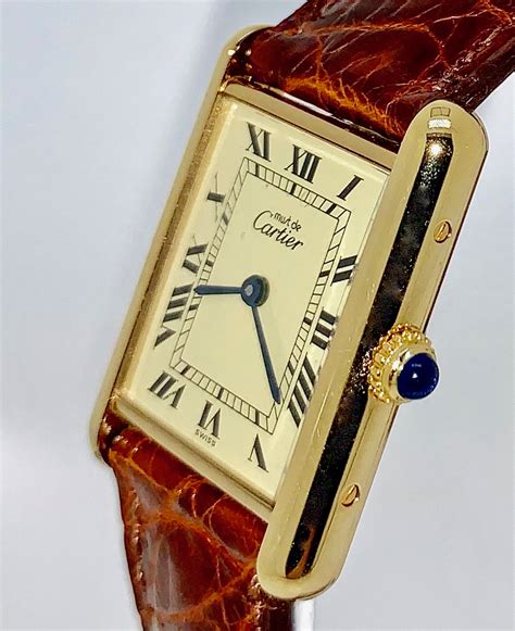 must de cartier paris vermeil tank quartz argent 925|cartier tank vermeil vintage.